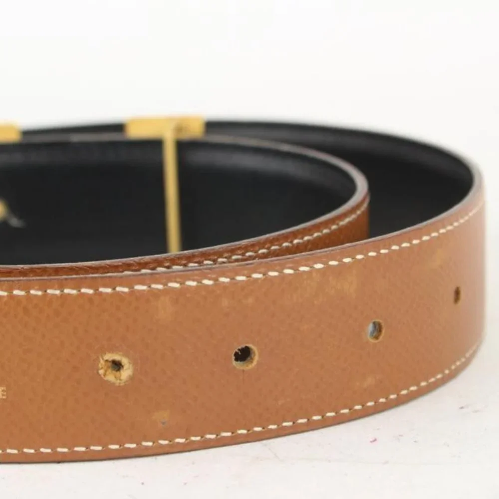 Hermès 32mm Reversible H Logo Belt Kit Brown x Black x Gold 1H96a